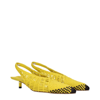 Sandalias planas de cuero amarillo  