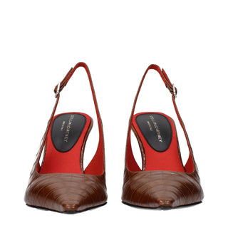 Brown Leather High Heel Pumps