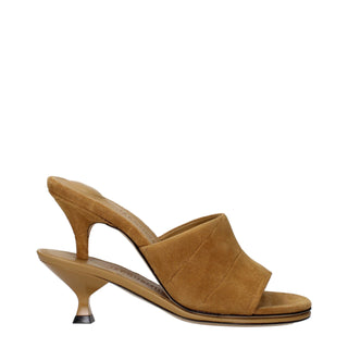 Sandalias de tacón stiletto de cuero marrón  
