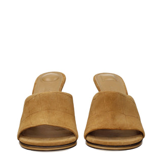 Brown Leather Stiletto Heel Sandals