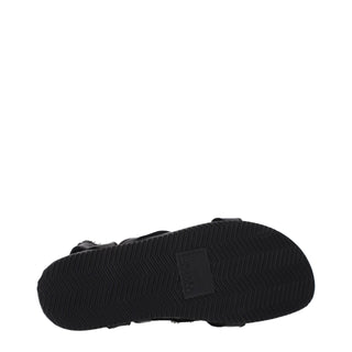 Black Leather Flat Sandals