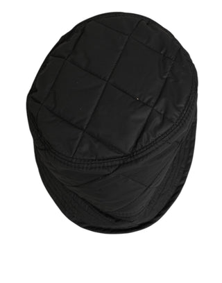 Schwarzer gesteppter Nylon-Anglerhut für Herren