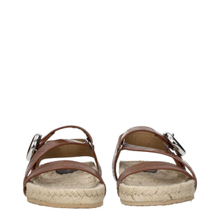 Brown Leather Flat Sandals