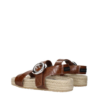 Brown Leather Flat Sandals
