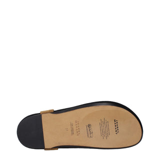 Beige Leather Flip-Flop Sandals