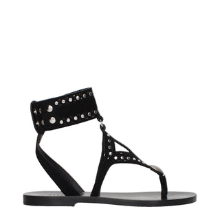 Schwarze Zehentrenner-Sandalen aus Leder