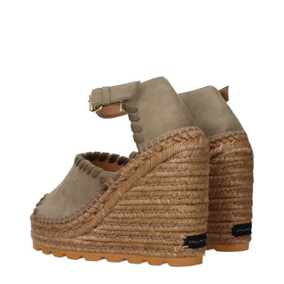 Grüne Leder-Keilsandalen