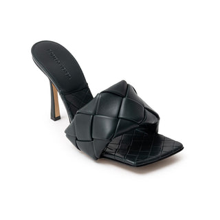 Sandalias de tacón stiletto verdes de cuero