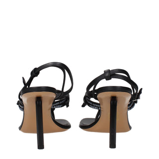 Schwarze Zehentrenner-Sandalen aus Leder