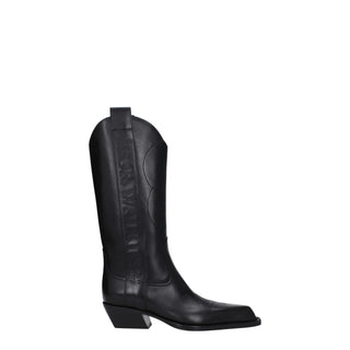 Botas de tacón alto de cuero negro