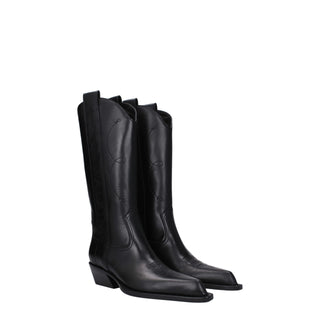 Botas de tacón alto de cuero negro