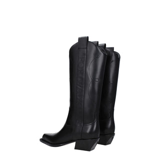 Botas de tacón alto de cuero negro