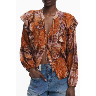 Camisa de viscosa naranja para mujer