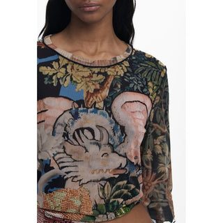Schwarzes Polyester-T-Shirt für Damen