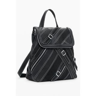 Schwarzer Damenrucksack aus Polyurethan