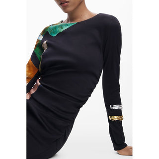 Vestido largo negro de viscosa para mujer