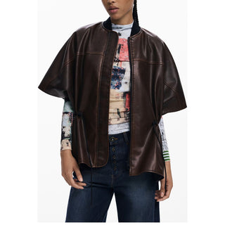 Burgundy Polyurethane Women Poncho
