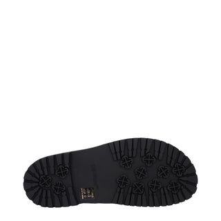 Green Fabric Flat Sandals