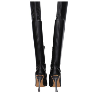 Schwarze Overknee-Stiefel aus Leder