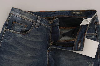 Blaue Washed Bootcut Casual Jeans