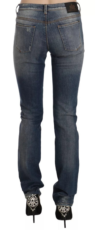 Blaue Washed Bootcut Casual Jeans