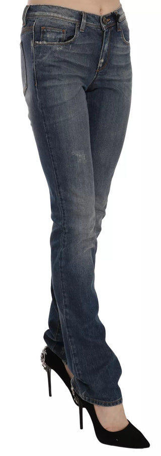 Blaue Washed Bootcut Casual Jeans
