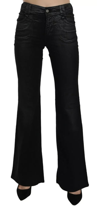 Black Washed High Waist Flared Denim Casual Pants Jeans