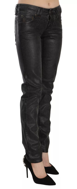 Schwarze, gewaschene Low-Waist Regular-Leg Jeans