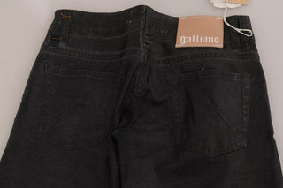 Schwarze, gewaschene Low-Waist Regular-Leg Jeans