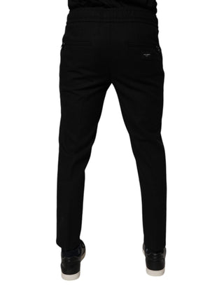 Schwarze Woll-Skinny-Jogger Herrenhose