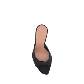 Black Nylon Stiletto Heel Sandals
