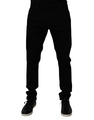 Schwarze Stretch-Skinny-Jeans aus Baumwolle für Herren