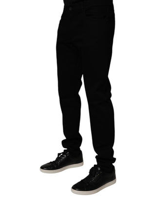 Schwarze Stretch-Skinny-Jeans aus Baumwolle für Herren