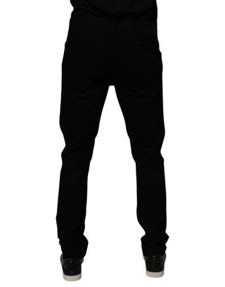 Schwarze Stretch-Skinny-Jeans aus Baumwolle für Herren