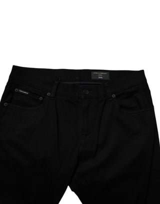 Schwarze Stretch-Skinny-Jeans aus Baumwolle für Herren