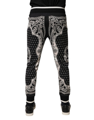 Schwarze Baumwoll-Bandana-Jogger-Sweatpants-Hose