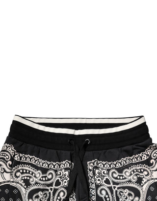 Schwarze Baumwoll-Bandana-Jogger-Sweatpants-Hose