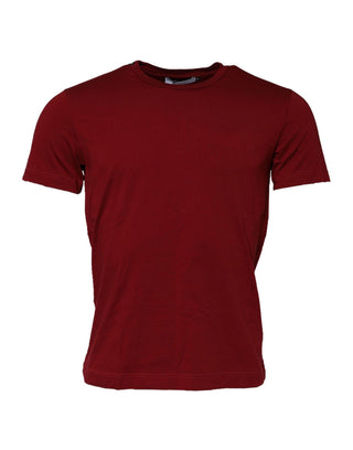 Bordeauxrotes Baumwoll-T-Shirt mit Rundhalsausschnitt und kurzen Ärmeln
