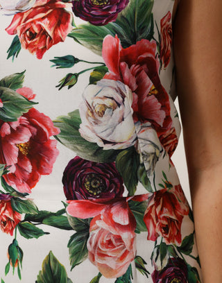 Mehrfarbiges Etuikleid aus Viskose mit Blumenmuster