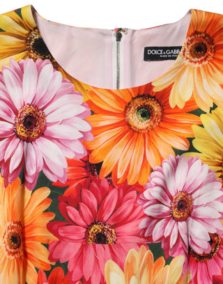 Mehrfarbiges Seidenscheiden-Midikleid mit Blumenmuster