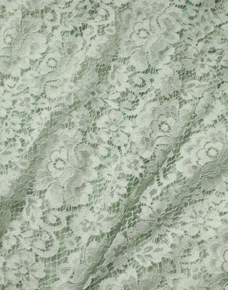 Minzgrünes Midi-Kleid mit floraler Spitzenborte