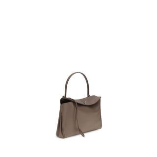 Schultertasche aus grauem Kalbsleder (Bos Taurus)