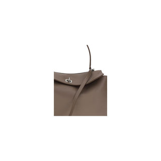 Schultertasche aus grauem Kalbsleder (Bos Taurus)