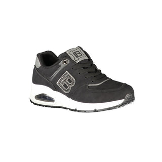 Schwarzer Polyurethan-Sneaker für Damen