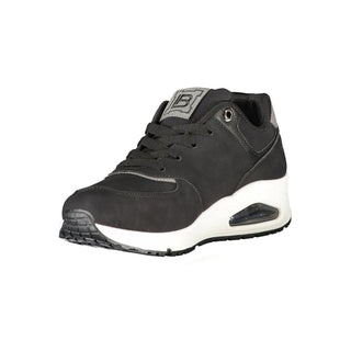 Schwarzer Polyurethan-Sneaker für Damen