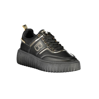 Schwarzer Sneaker für Damen aus Polyester
