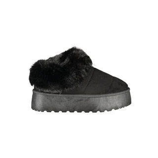 Zapatillas negras de poliéster para mujer