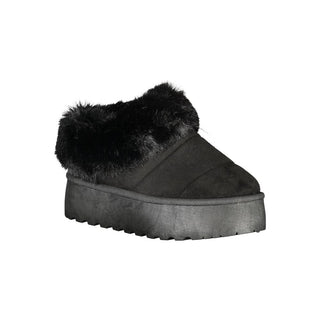 Zapatillas negras de poliéster para mujer