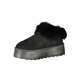 Zapatillas negras de poliéster para mujer