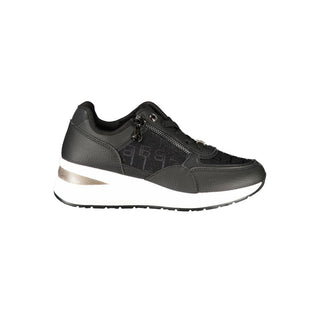 Schwarzer Polyurethan-Sneaker für Damen